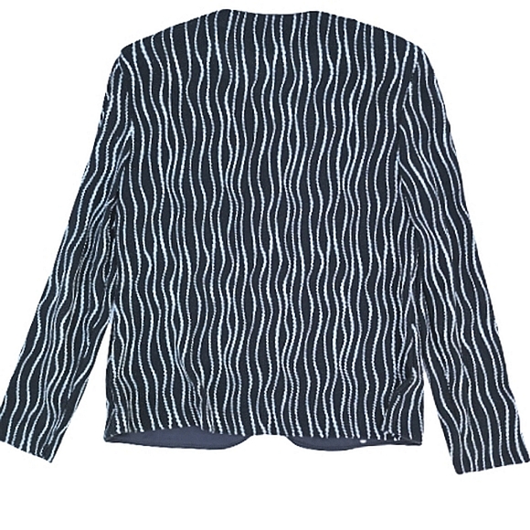 Alex Evenings Metallic Wave Stripe Black Zip-Up Long Sleeve Mob Wife Cardigan - Picture 4 of 8
